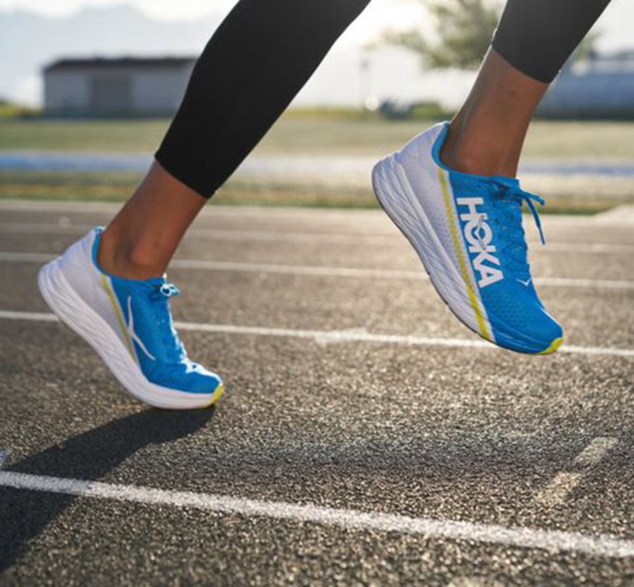 Zapatillas Running Hoka One One Mujer - Rocket X - Blancas/Azules - WIE520198